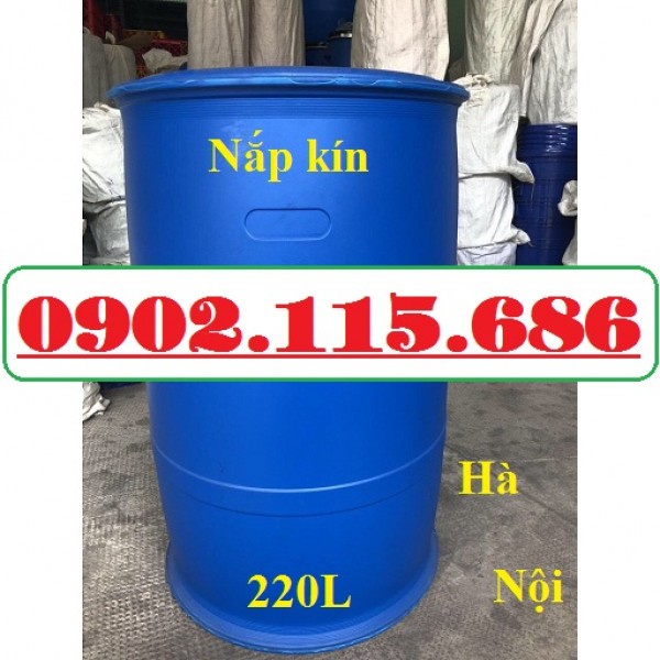 Thùng phi nhựa 200l, thùng phi nhựa làm bè, thùng phi nhựa 200l nắp kín, thùng phi nhựa 200l cũ,