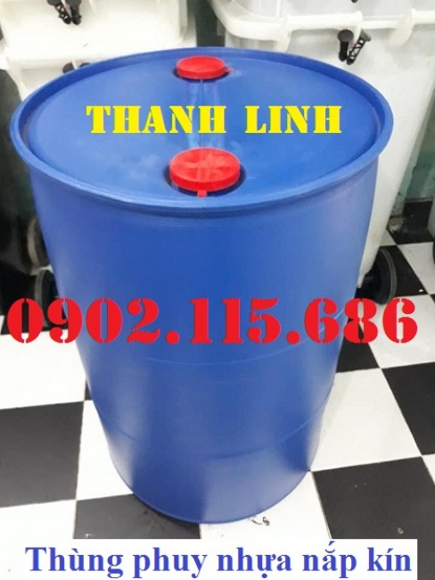 Thùng phuy nhựa 200 lít 2 nắp nhỏ, thùng phuy nhự nắp kín cũ và mới