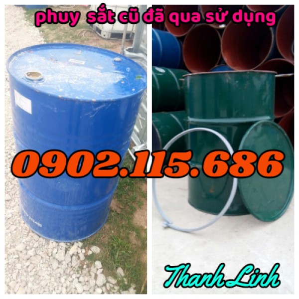 Thùng phuy sắt cũ đã qua sử  dụng