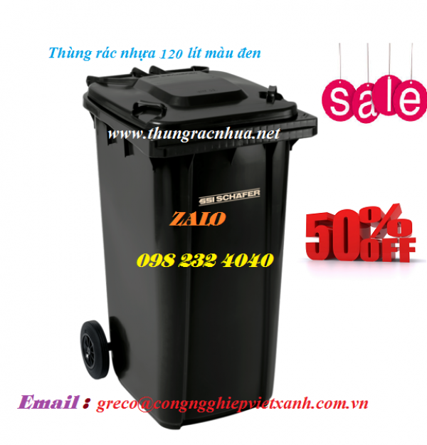 Thùng rác 120 lít đen