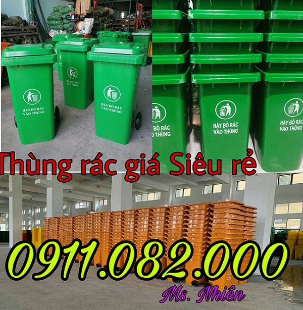 Thùng rác 240 lít giá rẻ tại vĩnh long- lh 0911.082.000