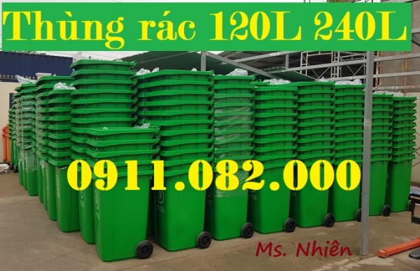 Thùng rác 240 lít màu cam, thùng rác 240 lít giá rẻ, thùng rác 2 bánh xe nắp kín- lh 0911082000