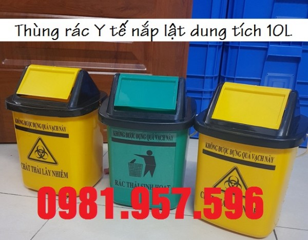 Thùng rác 5L cho xe tiêm, thùng rác Y tế 5L, thùng rác nắp lật