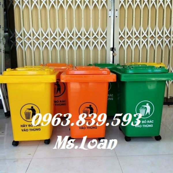 Thùng rác 60lit có 04 bánh xe, thùng rác nhựa 60L rẻ./ 0963.839.593 Ms.Loan