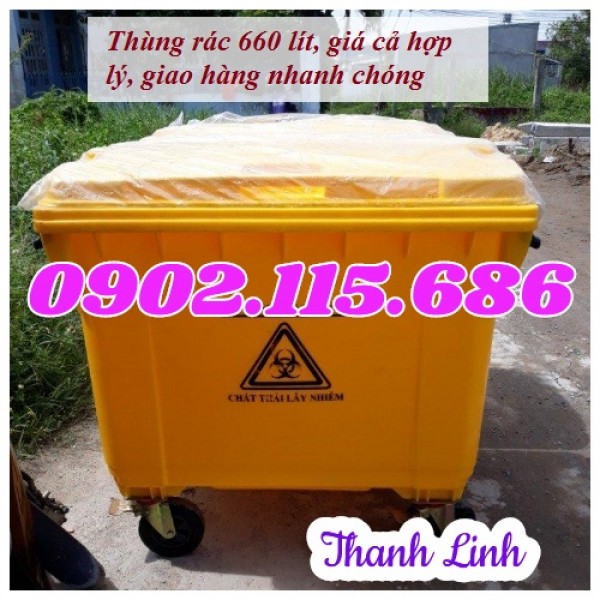 Thùng rác 660 lít, thùng rác công nghiệp, thùng đựng rác 