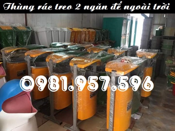 Thùng rác có mái che, thùng rác mái che 2 ngăn