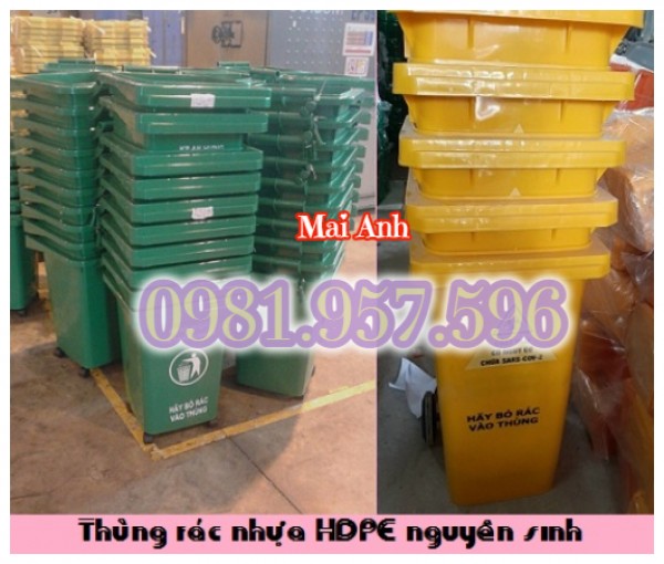 Thùng rác công nghiệp, thùng rác 120L nhựa HDPE﻿