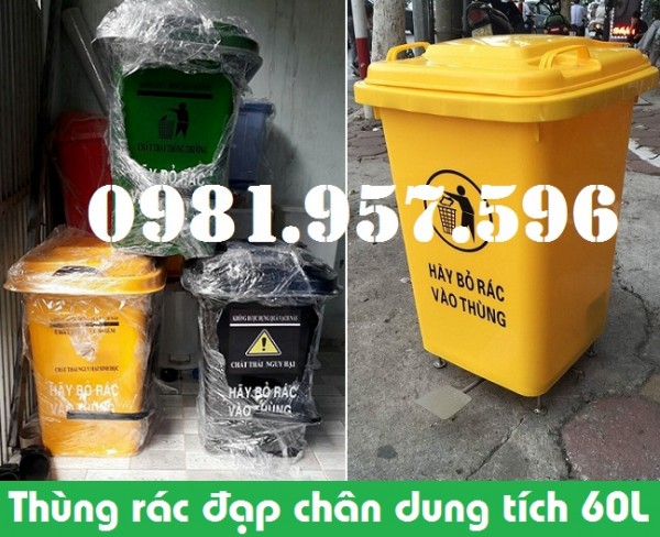 Thùng rác đạp chân 60L, thùng rác đạp chân 90L