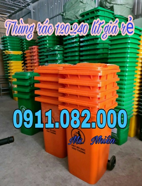 Thùng rác giá rẻ hàng mới 100%- thùng rác 120L 240L giá thấp tại cam ranh khánh hòa- lh 0911082000