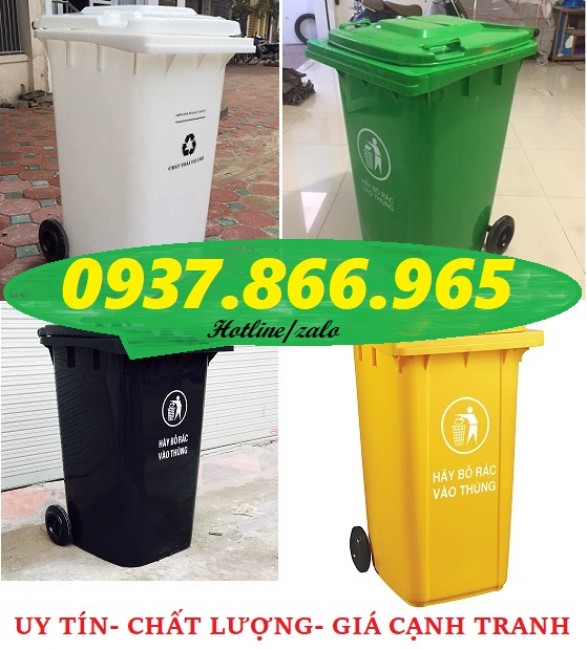 Thùng rác HDPE 240l, thùng rác công cộng, thùng gom rác