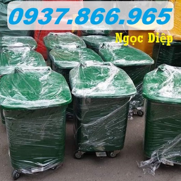 Thùng rác HDPE cố định chân đạp 60 lít, thùng rác nắp kín 60l