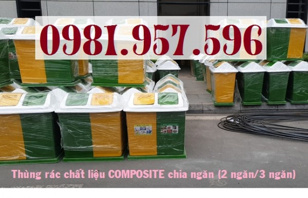 Thùng rác hình mái chia ngăn, thùng rác nắp lật chia ngăn