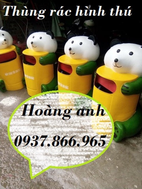 Thùng rác hình thú nhựa composite, thùng rác trường học, thùng rác khu vui chơi
