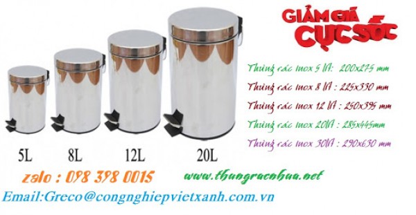 Thùng rác inox đạp chân