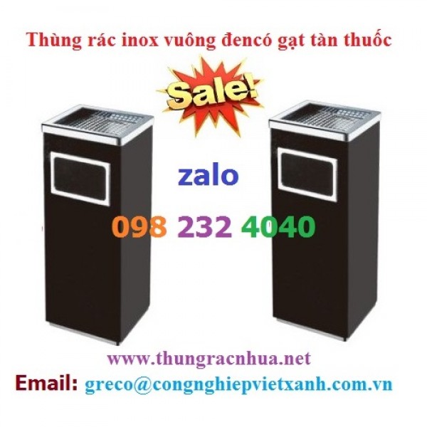 Thùng rác inox hình vuông màu đen