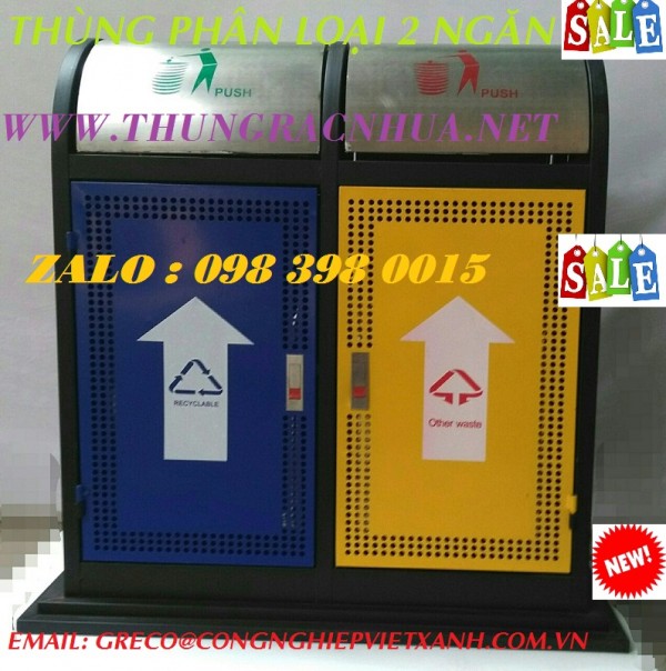Thùng rác ngoài trời 2 ngăn phân loại rác thải