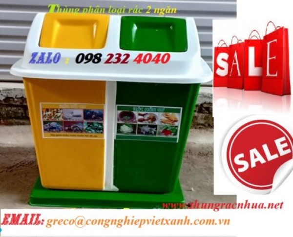 Thùng rác ngoài trời 2 ngăn