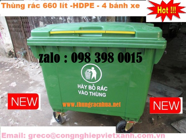 Thùng rác nhựa 660 lít HDPE