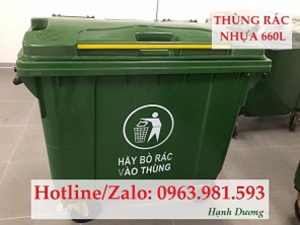 Thùng rác nhựa 660L 4 bánh xe