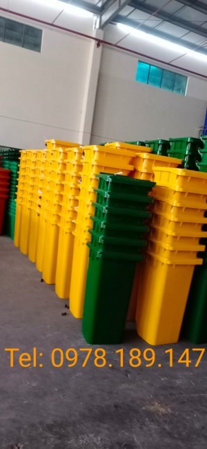 Thùng rác nhựa công nghiệp hdpe 120 lít màu vàng y tế