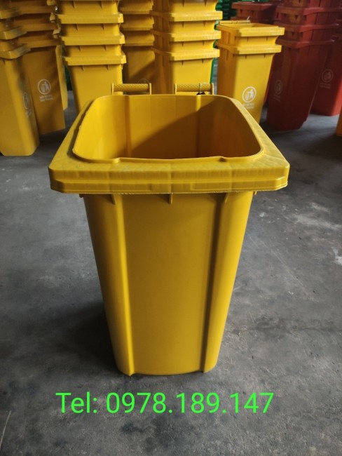 Thùng rác nhựa công nghiệp hdpe 240 lít màu vàng y tế