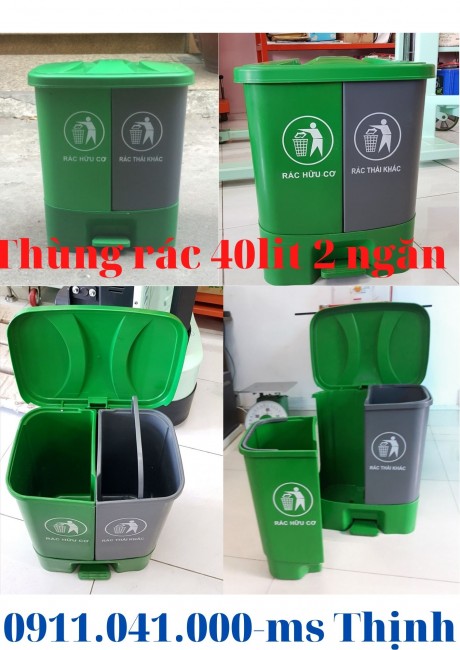 Thùng rác nhựa HDPE 40lit giá rẻ cạnh tranh
