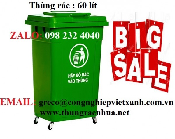 Thùng rác nhựa HDPE 60 lít