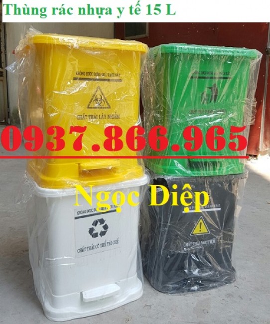 Thùng rác nhựa y tế đạp chân 10L, 15L, 20L