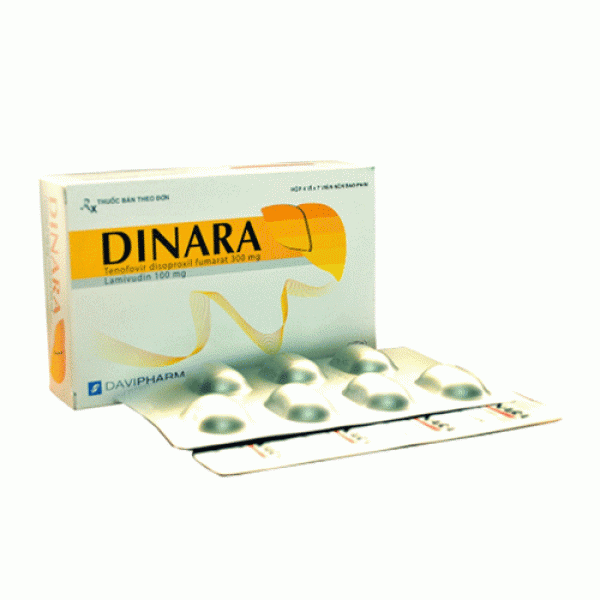 Thuốc Dinara – Tenofovir disoproxil fumarat 300mg; Lamivudin 100mg