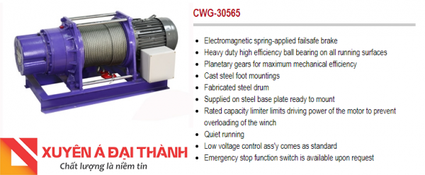 Tời cáp điện 1100KG/CWG-30565-COMEUP Đài Loan 