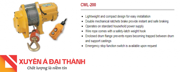 Tời cáp điện 200KG Model CWl-200 - COMEUP Đài Loan 
