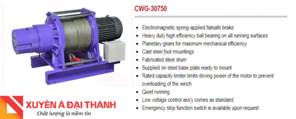 Tời cáp điện 2200KG/CWG-30750-COMEUP Đài Loan