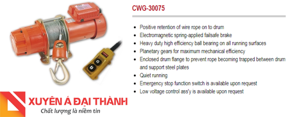 Tời cáp điện 300KG/CWG-30075-COMEUP Đài Loan 