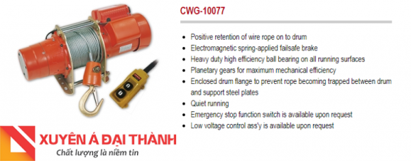  Tời cáp điện 300KG Model CWG-10077-COMEUP Đài Loan