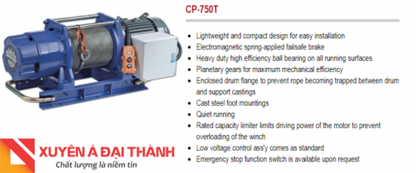 Tời cáp điện loại 750KG Model CP-750T-COMEUP Đài Loan 