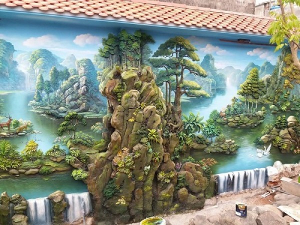 Tranh phu dieu xi mang để tạo điểm nhấn đáng chú ý nhất