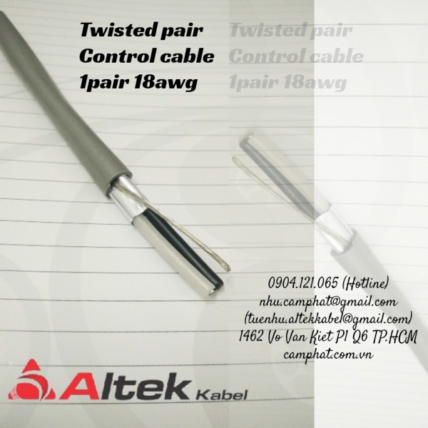Twisted pair control cable 1 pair 18awg (2 core x 0.75mm) Altek Kabel