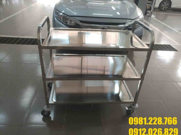 Ưu điểm xe đẩy thức ăn 2 tầng bằng inox 