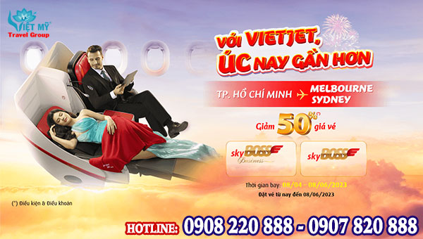 Vietjet Air giảm 50% giá vé máy bay đi Úc