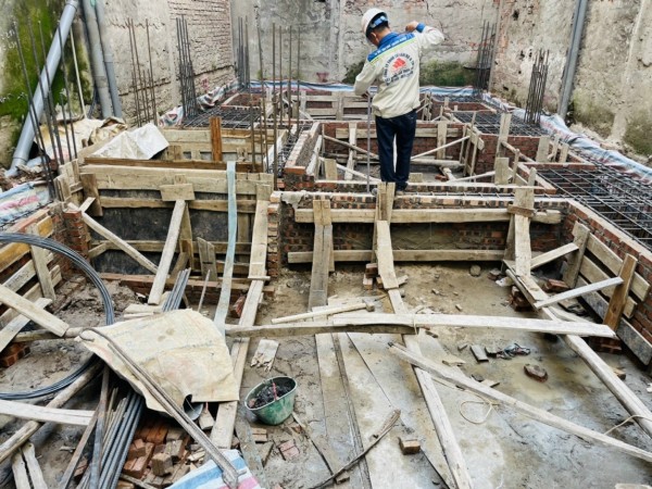 Xây dựng Trường Sinh đổ bê tông móng công trình của Anh Minh tại Hà Nội
