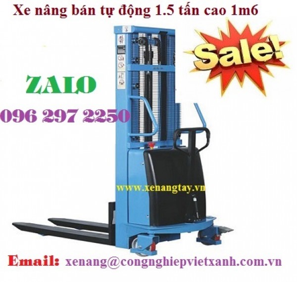 Xe nâng bán tự động 1 tấn nâng cao 1.6m