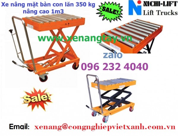Xe nâng mặt bàn con lăn 350kg nâng cao 1.3 mét NAL35