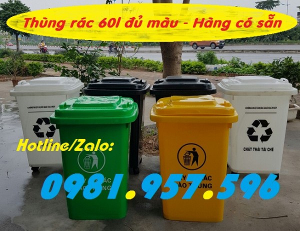 Xe rác 60l, thùng rác bệnh viện, thùng rác y tế