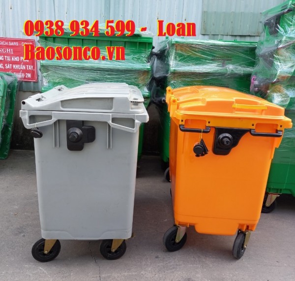 xe thu gom rác 660l, thùng rác 660 lít giá rẻ