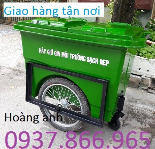 Xe thu gom rác có bánh xe, thùng rác 660l, bán thùng rác giá rẻ tại hà nội