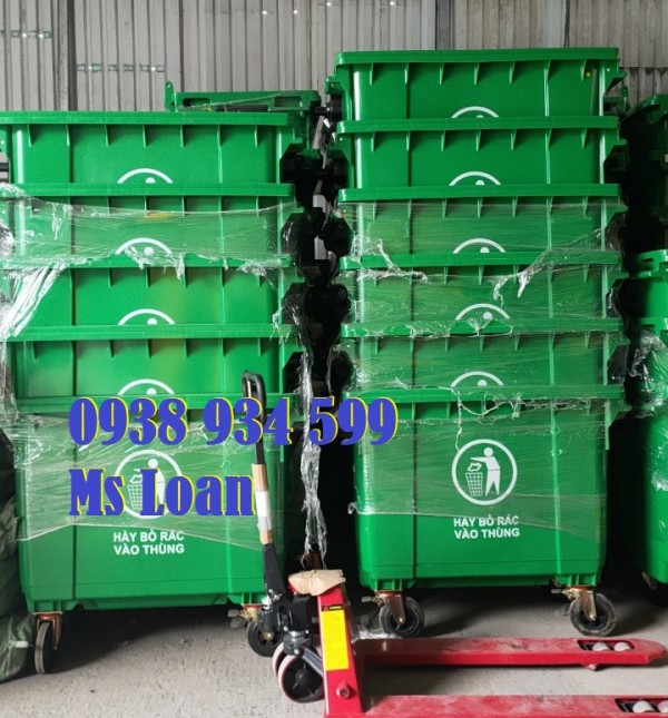  Xe thu gom rác công cộng 660 lít, xe đẩy rác nhựa 660 lít giá rẻ