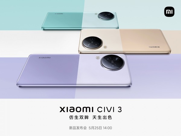 Xiaomi Civi 3 ra mắt vào ngày 25 tháng 5 với bốn màu