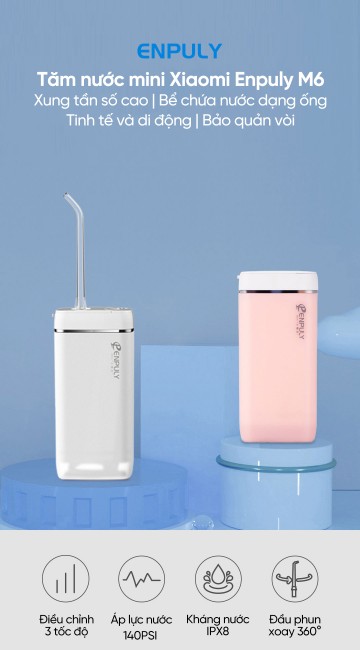 Xiaomi Enpuly điện mini răng miệng irrigator lưu lượng nước điện áp ipx8 130ml