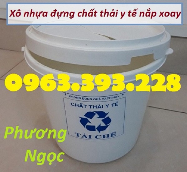 Xô đựng chất thải y tế nắp xoay, xô nhựa đựng vật sắc nhọn y tế, hộp đựng kim tiêm