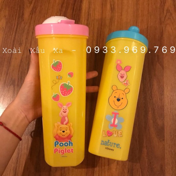 [Xoài Xấu Xa Shop] bình nước uống có nắp đậy gấu winnie the pooh, gấu rilakkuma thái lan 1 lít